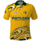 Personalised Australia Soccer Matildas Polo Shirt Kangaroo Tornado Yellow DT02
