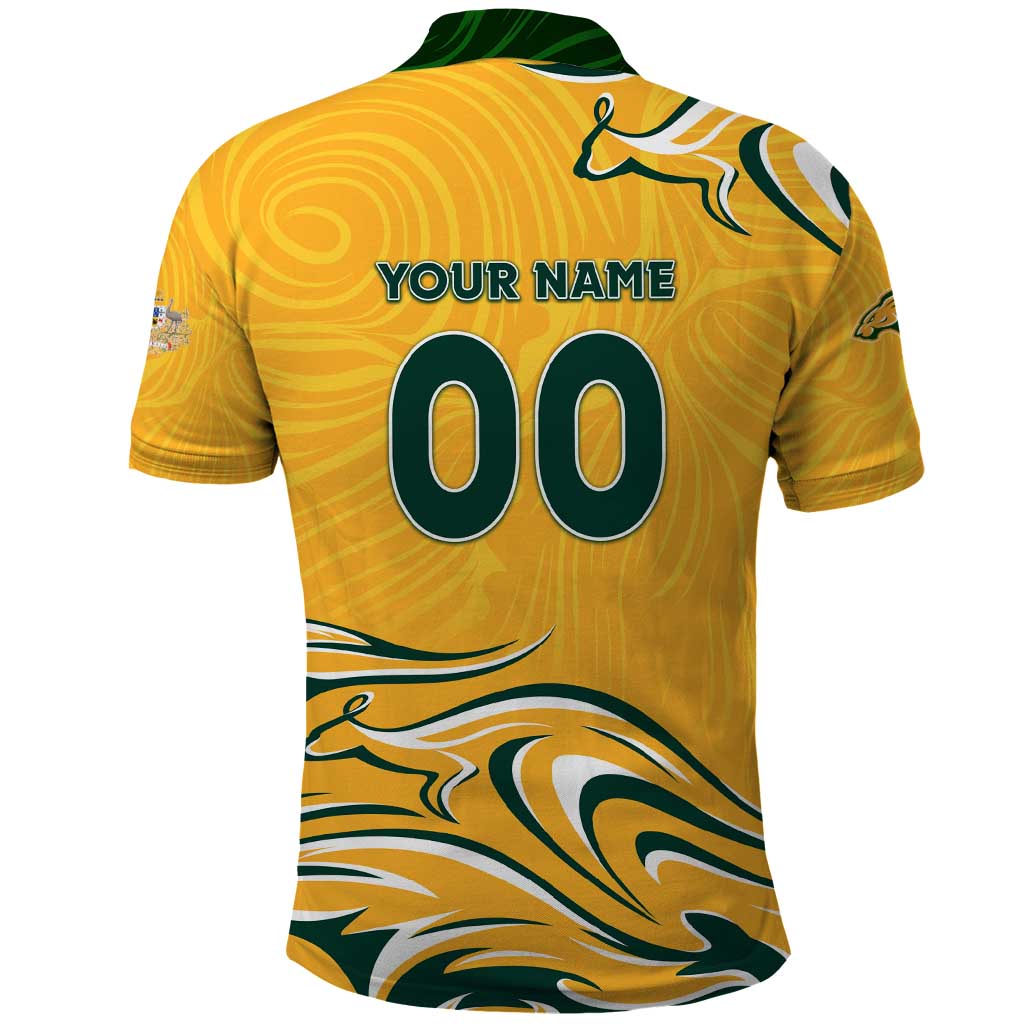 Personalised Australia Soccer Matildas Polo Shirt Kangaroo Tornado Yellow DT02