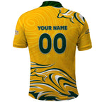Personalised Australia Soccer Matildas Polo Shirt Kangaroo Tornado Yellow DT02