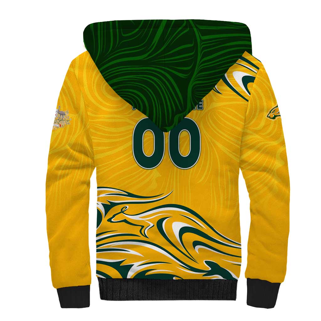Personalised Australia Soccer Matildas Sherpa Hoodie Kangaroo Tornado Yellow DT02