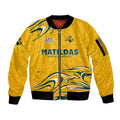 Personalised Australia Soccer Matildas Sleeve Zip Bomber Jacket Kangaroo Tornado Yellow DT02