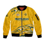 Personalised Australia Soccer Matildas Sleeve Zip Bomber Jacket Kangaroo Tornado Yellow DT02