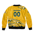 Personalised Australia Soccer Matildas Sleeve Zip Bomber Jacket Kangaroo Tornado Yellow DT02