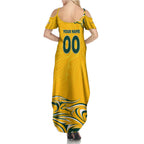 Personalised Australia Soccer Matildas Summer Maxi Dress Kangaroo Tornado Yellow DT02