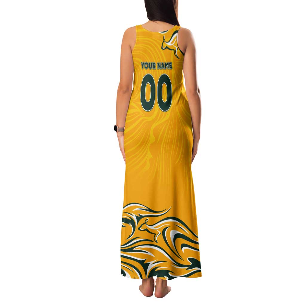 Personalised Australia Soccer Matildas Tank Maxi Dress Kangaroo Tornado Yellow DT02