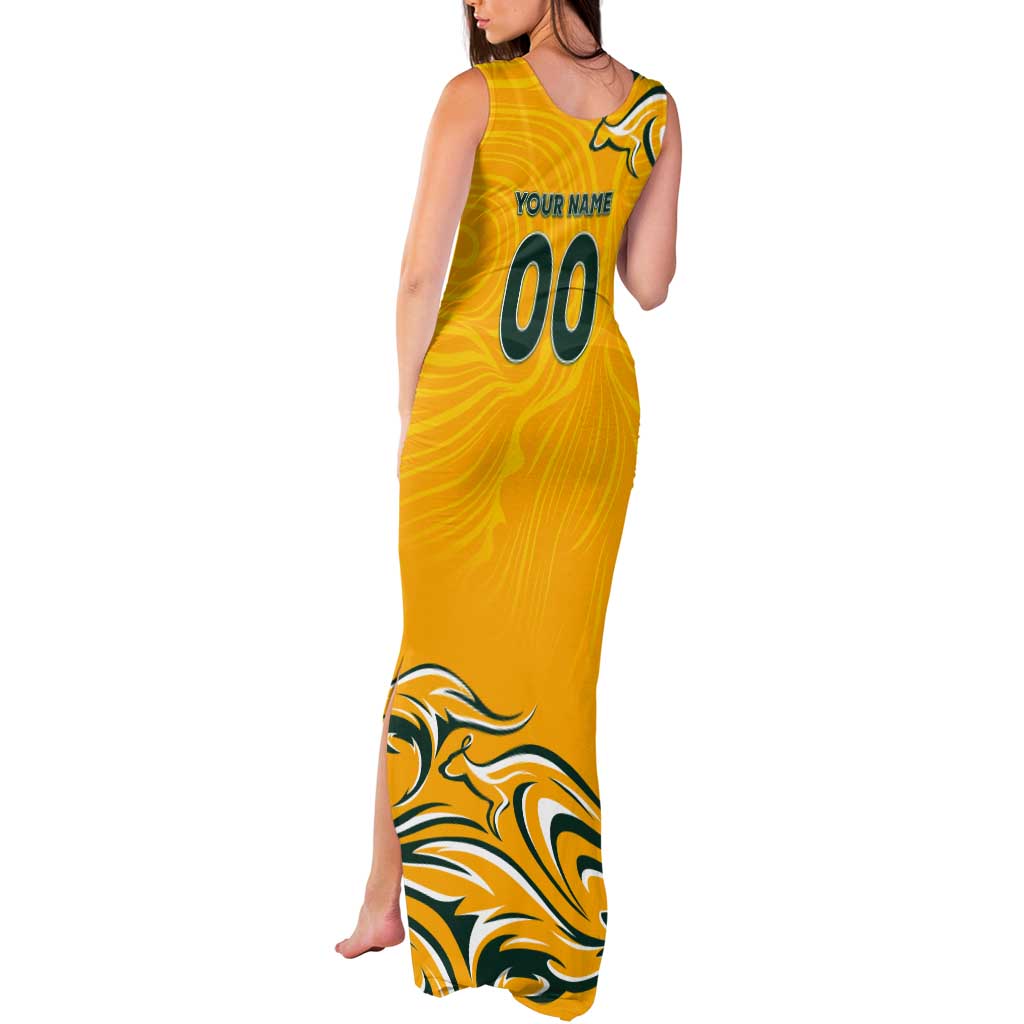 Personalised Australia Soccer Matildas Tank Maxi Dress Kangaroo Tornado Yellow DT02