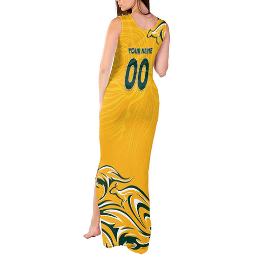 Personalised Australia Soccer Matildas Tank Maxi Dress Kangaroo Tornado Yellow DT02