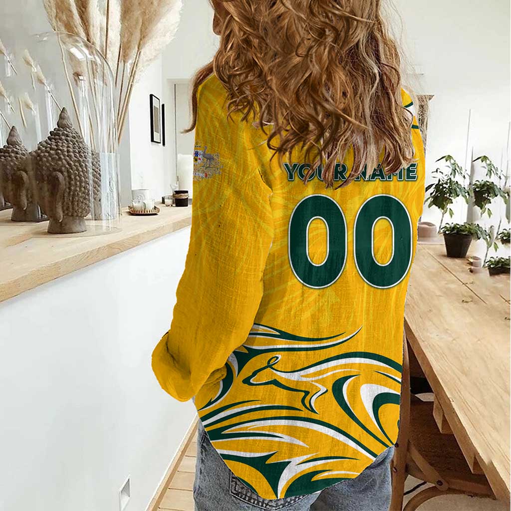 Personalised Australia Soccer Matildas Women Casual Shirt Kangaroo Tornado Yellow DT02
