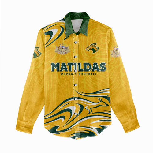 Personalised Australia Soccer Matildas Women Casual Shirt Kangaroo Tornado Yellow DT02