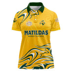 Personalised Australia Soccer Matildas Women Polo Shirt Kangaroo Tornado Yellow DT02