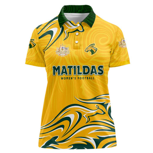 Personalised Australia Soccer Matildas Women Polo Shirt Kangaroo Tornado Yellow DT02