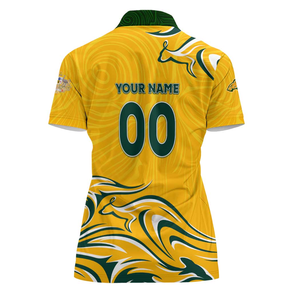 Personalised Australia Soccer Matildas Women Polo Shirt Kangaroo Tornado Yellow DT02