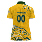 Personalised Australia Soccer Matildas Women Polo Shirt Kangaroo Tornado Yellow DT02