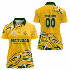 Personalised Australia Soccer Matildas Women Polo Shirt Kangaroo Tornado Yellow DT02