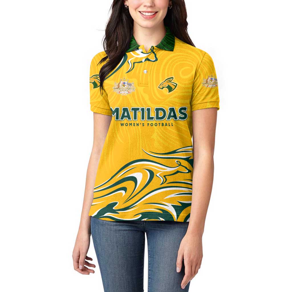 Personalised Australia Soccer Matildas Women Polo Shirt Kangaroo Tornado Yellow DT02