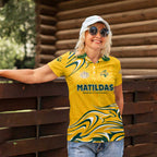 Personalised Australia Soccer Matildas Women Polo Shirt Kangaroo Tornado Yellow DT02