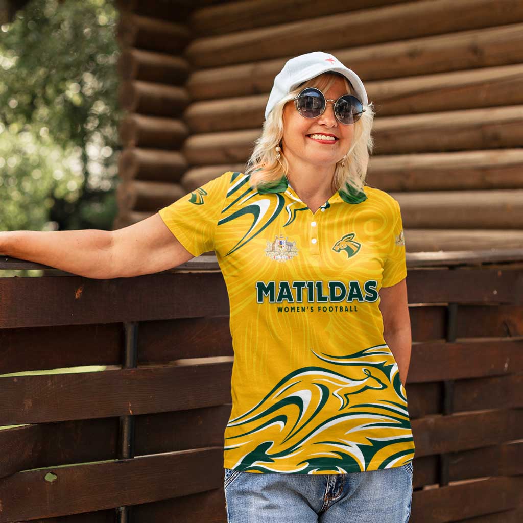 Personalised Australia Soccer Matildas Women Polo Shirt Kangaroo Tornado Yellow DT02