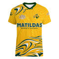 Personalised Australia Soccer Matildas Women V-Neck T-Shirt Kangaroo Tornado Yellow DT02