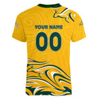 Personalised Australia Soccer Matildas Women V-Neck T-Shirt Kangaroo Tornado Yellow DT02