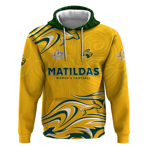 Personalised Australia Soccer Matildas Zip Hoodie Kangaroo Tornado Yellow DT02