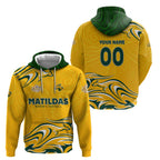 Personalised Australia Soccer Matildas Zip Hoodie Kangaroo Tornado Yellow DT02