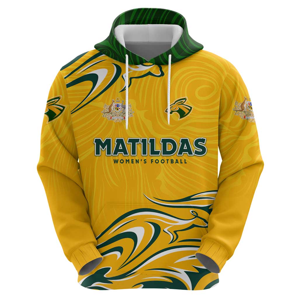 Personalised Australia Soccer Matildas Zip Hoodie Kangaroo Tornado Yellow DT02