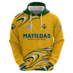 Personalised Australia Soccer Matildas Zip Hoodie Kangaroo Tornado Yellow DT02