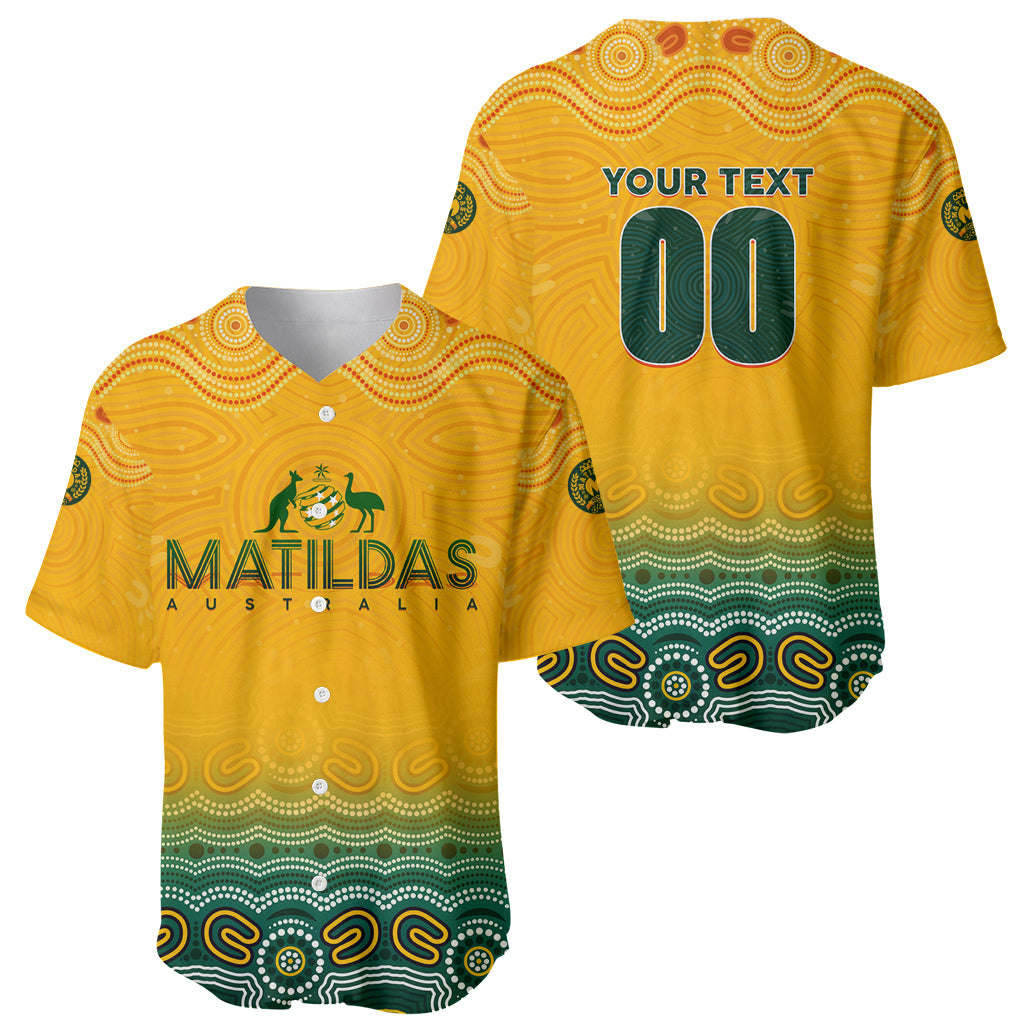 Personalised Australia Matildas Baseball Jersey Tillies Aboriginal Simple Yellow