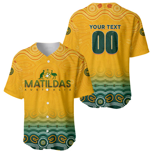 Personalised Australia Matildas Baseball Jersey Tillies Aboriginal Simple Yellow