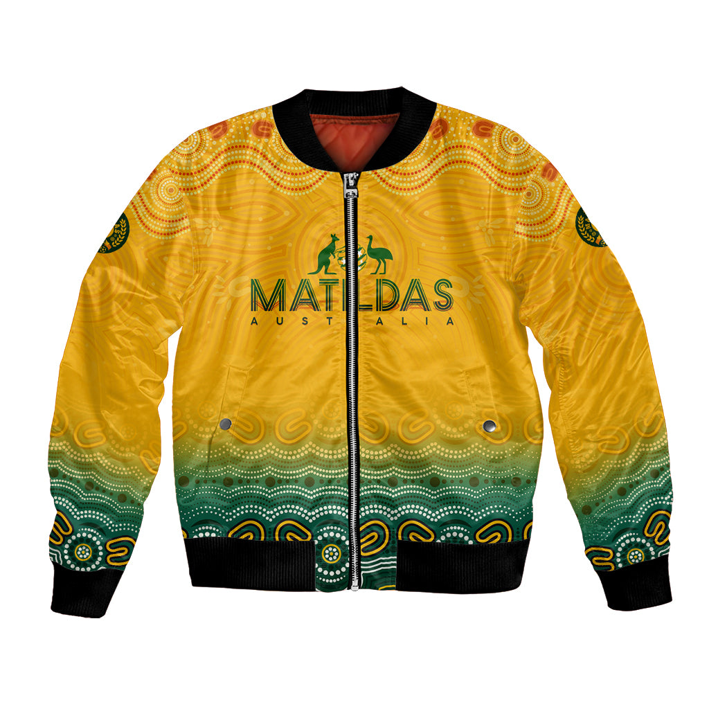 Personalised Australia Matildas Bomber Jacket Tillies Aboriginal Simple Yellow
