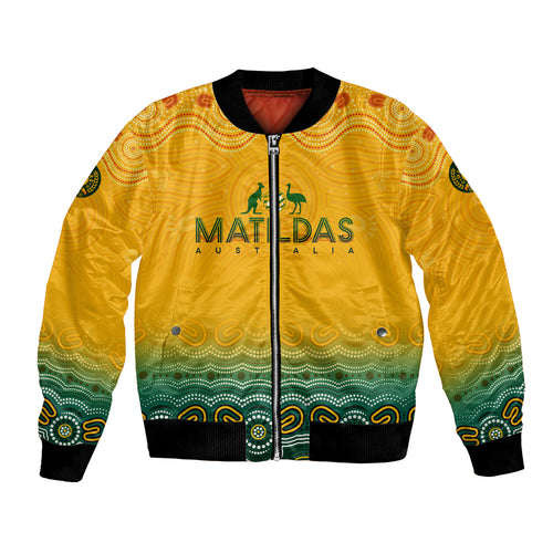 Personalised Australia Matildas Bomber Jacket Tillies Aboriginal Simple Yellow