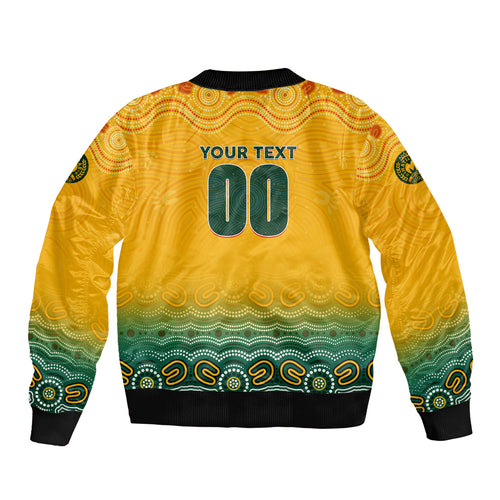 Personalised Australia Matildas Bomber Jacket Tillies Aboriginal Simple Yellow