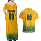 Personalised Australia Matildas Couples Matching Off Shoulder Maxi Dress and Hawaiian Shirt Tillies Aboriginal Simple Yellow