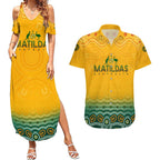 Personalised Australia Matildas Couples Matching Summer Maxi Dress and Hawaiian Shirt Tillies Aboriginal Simple Yellow