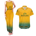 Personalised Australia Matildas Couples Matching Tank Maxi Dress and Hawaiian Shirt Tillies Aboriginal Simple Yellow