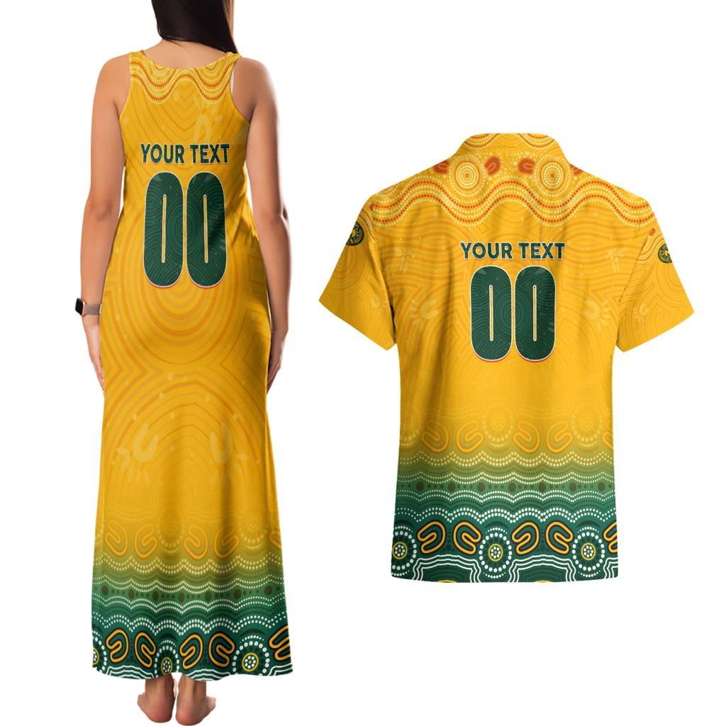 Personalised Australia Matildas Couples Matching Tank Maxi Dress and Hawaiian Shirt Tillies Aboriginal Simple Yellow