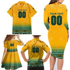 Personalised Australia Matildas Family Matching Long Sleeve Bodycon Dress and Hawaiian Shirt Tillies Aboriginal Simple Yellow