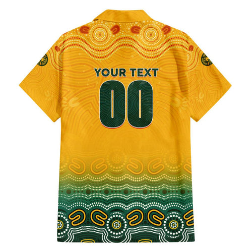 Personalised Australia Matildas Family Matching Long Sleeve Bodycon Dress and Hawaiian Shirt Tillies Aboriginal Simple Yellow