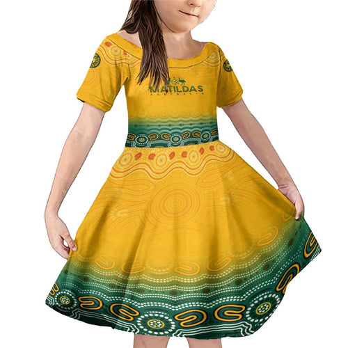 Personalised Australia Matildas Family Matching Mermaid Dress and Hawaiian Shirt Tillies Aboriginal Simple Yellow