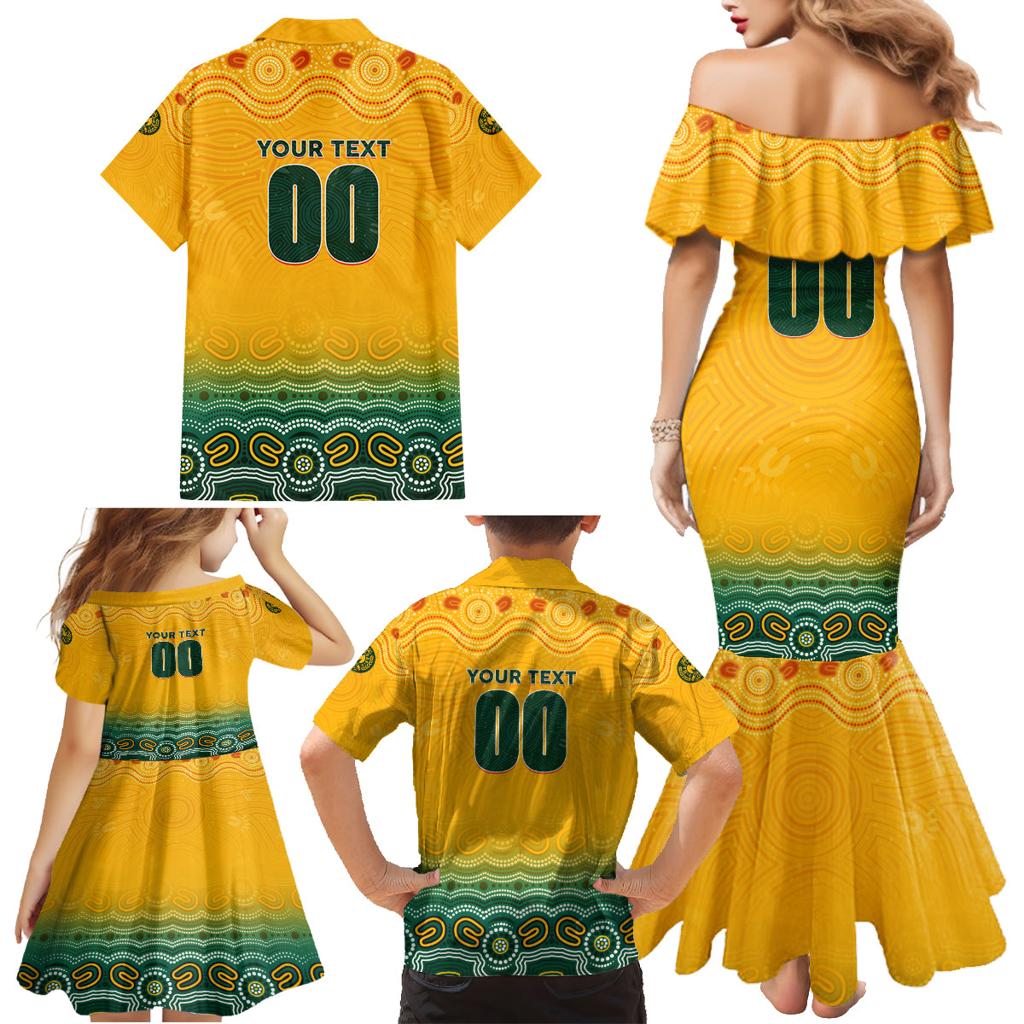 Personalised Australia Matildas Family Matching Mermaid Dress and Hawaiian Shirt Tillies Aboriginal Simple Yellow