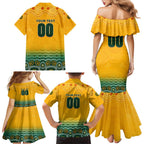 Personalised Australia Matildas Family Matching Mermaid Dress and Hawaiian Shirt Tillies Aboriginal Simple Yellow