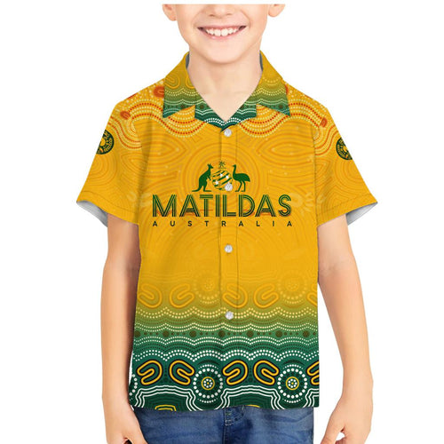 Personalised Australia Matildas Family Matching Mermaid Dress and Hawaiian Shirt Tillies Aboriginal Simple Yellow