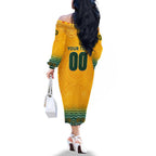 Personalised Australia Matildas Family Matching Off The Shoulder Long Sleeve Dress and Hawaiian Shirt Tillies Aboriginal Simple Yellow