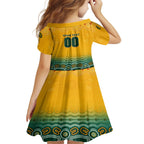 Personalised Australia Matildas Family Matching Off Shoulder Maxi Dress and Hawaiian Shirt Tillies Aboriginal Simple Yellow