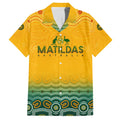 Personalised Australia Matildas Family Matching Off Shoulder Short Dress and Hawaiian Shirt Tillies Aboriginal Simple Yellow