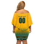 Personalised Australia Matildas Family Matching Off Shoulder Short Dress and Hawaiian Shirt Tillies Aboriginal Simple Yellow