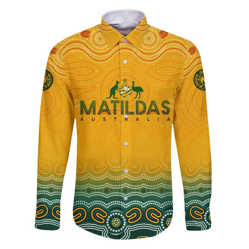 Personalised Australia Matildas Family Matching Puletasi and Hawaiian Shirt Tillies Aboriginal Simple Yellow