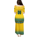 Personalised Australia Matildas Family Matching Puletasi and Hawaiian Shirt Tillies Aboriginal Simple Yellow