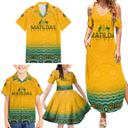 Personalised Australia Matildas Family Matching Summer Maxi Dress and Hawaiian Shirt Tillies Aboriginal Simple Yellow