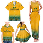 Personalised Australia Matildas Family Matching Tank Maxi Dress and Hawaiian Shirt Tillies Aboriginal Simple Yellow